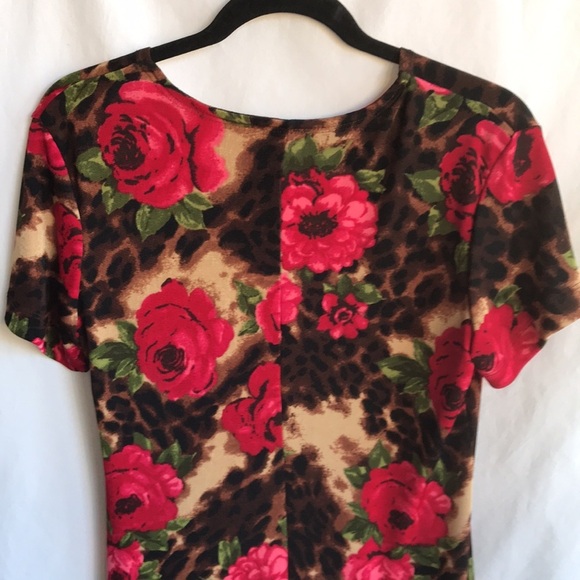 White Stag easy care stretch knit dress with rose print, size M (8/10) - Picture 5 of 9